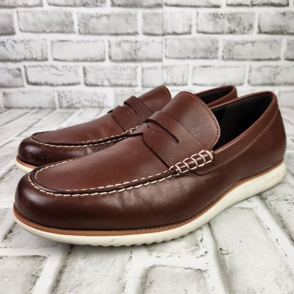 Cole Haan 2.Zerogrand Men Sz 12 M Brown Leather Penny Loafer Slip On Casual Shoe - Picture 3 of 10